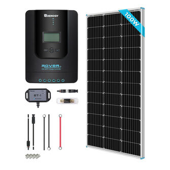 Renogy 100W 12V/24V Monocrystalline Solar Premium Kit with w/Rover 20A Charger Controller