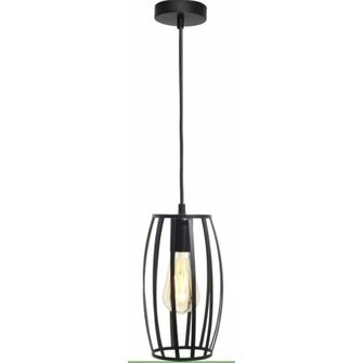 4lite WiZ Connected LED Decorative Single Black Pendant with Pear shape Cage and WiFi Smart LED Lamp.