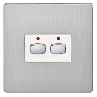 Energenie MiHome Smart Brushed Steel 2 Gang Light Switch