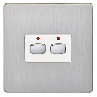 Energenie MiHome Smart 2-Gang Dimmer Light Switch - Brushed Steel