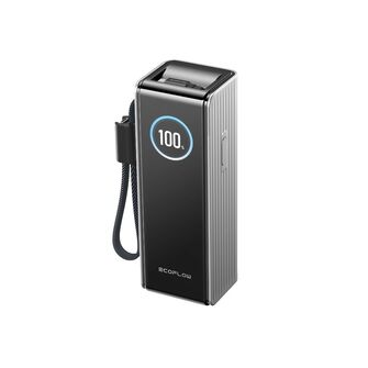 EcoFlow RAPID 25,000mAh Power Bank With Built-In USB Cables - Silver