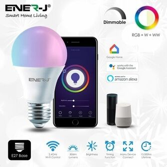 ENER-J Smart WiFi GLS LED Lamp E27, 9W, RGB+W+WW, Dimmable (selling in packs of 3)