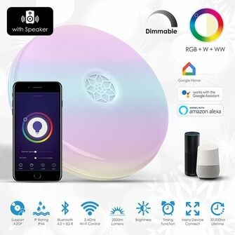 ENER-J WiFi Ceiling Lights 24W, RGB+W+WW, Dimmable with Bluetooth Speaker