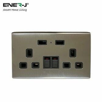 ENER-J Smart WiFi 13A WiFi Twin Wall Sockets with 2 USB Ports (Silver)
