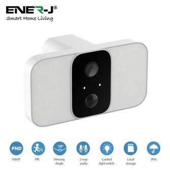 ENER-J Smart Wireless 1080P Battery Camera with Twin Floodlights, 10400mAh Batteries