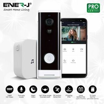 ENER-J Slim Wireless Video Door Bell 5200mah battery, including UK Chime