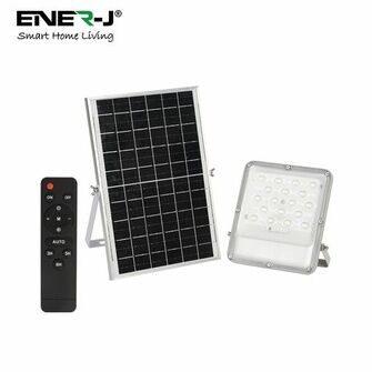 ENER-J 50W LED Floodlights with Solar Panels, 12W Solar Panel, 10AH Battery, 1100 lumens