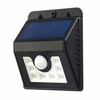 ENER-J SOLAR WALL LIGHT WITH PIR, 8PCS 2835 LED, 1.6W 200 LUMENS, BLACK HOUSING, IP65, 6000K