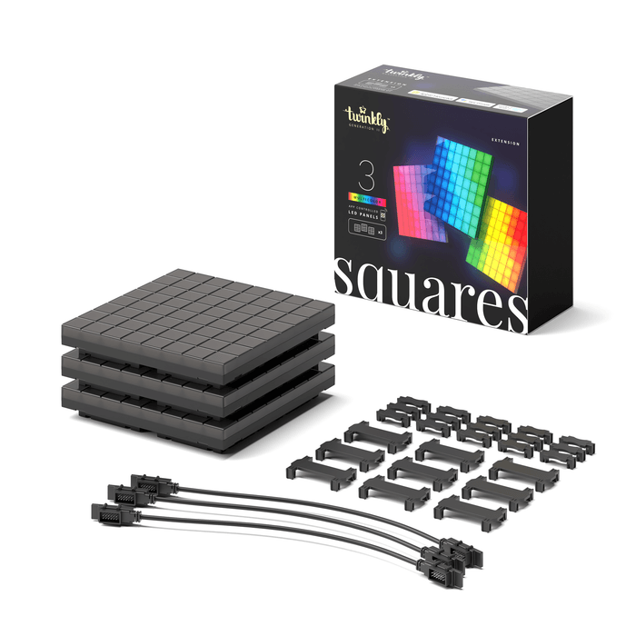 Twinkly Squares, 3 Extension Black Panels (RGB LED, USB-C) only £74.99