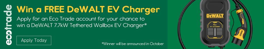 Apply for an Eco Trade account for a chance to win a DeWALT EV Charger