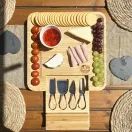 Cherish Planet 100% Bamboo Wooden Cheese Board With Drawer &amp; Knives Set additional 2