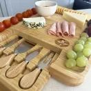 Cherish Planet 100% Bamboo Wooden Cheese Board With Drawer &amp; Knives Set additional 5