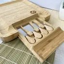 Cherish Planet 100% Bamboo Wooden Cheese Board With Drawer &amp; Knives Set additional 4
