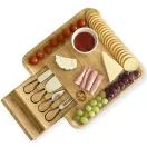 Cherish Planet 100% Bamboo Wooden Cheese Board With Drawer &amp; Knives Set additional 1