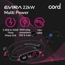 Cord EVIRA Portable Multi Power Charger 10m 2.3kW to 22kW with UK adaptor kit additional 12