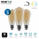 ENER-J Smart WiFi CCT Changing & Dimmable Amber Glass ST64 LED Lamp E27 8.5W (selling in packs of 3) additional 4
