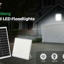 ENER-J 300W LED Floodlights with Solar Panels, 35.5W Solar Panel, 30AH Battery, 3000 lumens additional 14