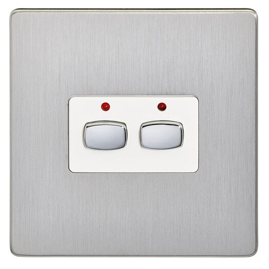 Energenie MiHome Smart 2-Gang Dimmer Light Switch - Brushed Steel
