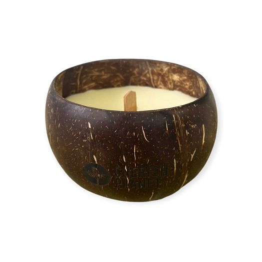 Cherish Planet Soy Wax Real Coconut Shell Candle - Sandalwood Scented