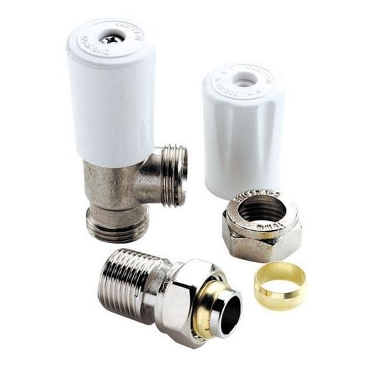 Drayton 15mm Angled CP Lockshield Valve c/w White Cap