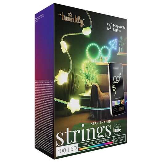 Twinkly Green Wire USB 200 LED Star-Shaped RGB String Lights