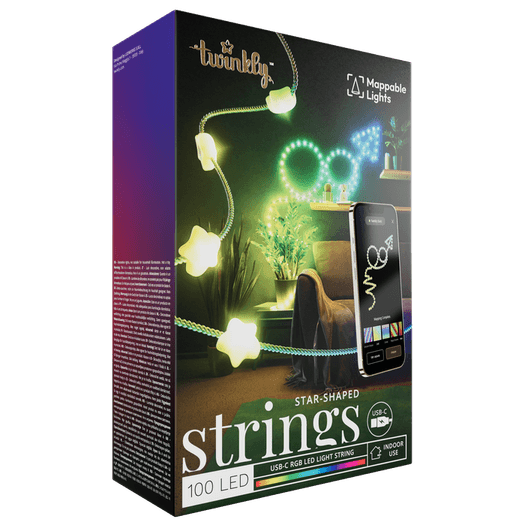 Twinkly Clear Wire 100 Star-shaped RGB LED USB String Lights