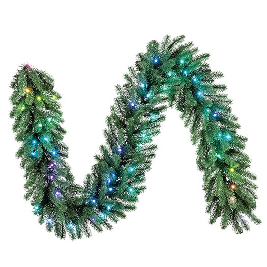 Twinkly Regal 9ft Pre-lit Garland with 50 RGB LED Lights, Green Wire (Plug Type G)