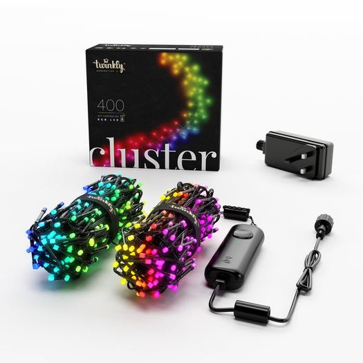 Twinkly Cluster Black Wire 400 RGB LED String Lights (Plug Type G)