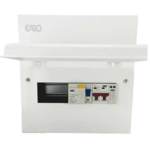 Garo Metal Consumer Unit for Heat Pumps with Type B RCCB 8 Modules