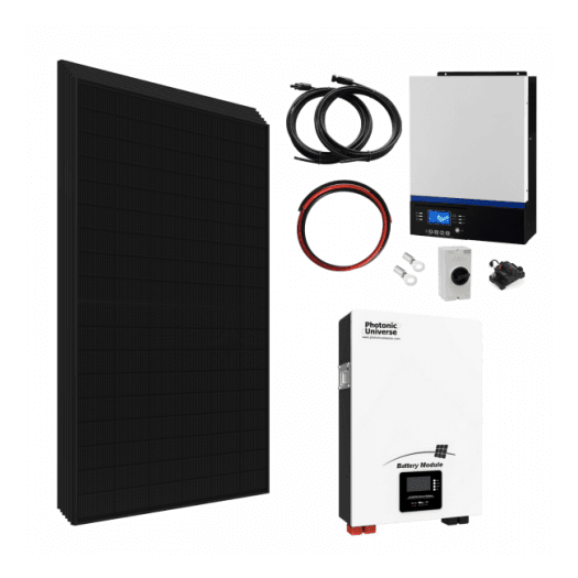 Photonic Universe 5kW Off-Grid Solar Power System with 5kWh Battery, 5kW Hybrid Inverter and 2.6kW Solar Array