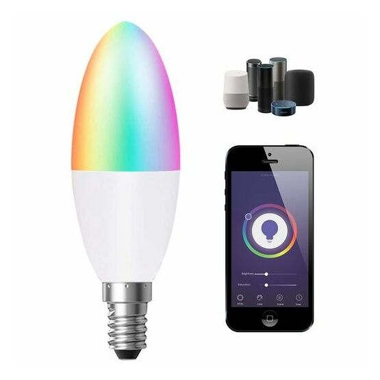 ENER-J Smart WiFi E14 LED Candle Bulb 4.5W, RGB+W+WW, Dimmable (selling in packs of 3)