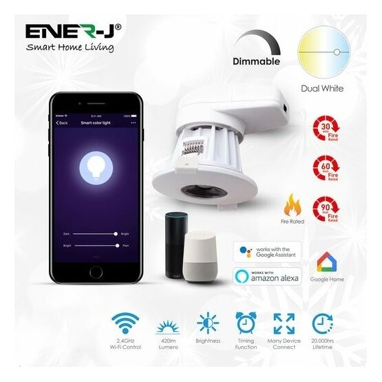 ENER-J Smart WiFi Fire Rated Downlight, 8W, CCT Changeable & Dimming