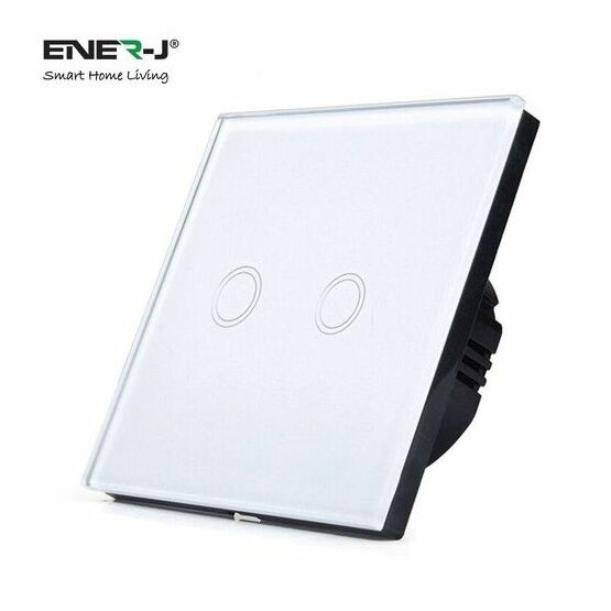 ENER-J Wifi Smart 2 Gang Touch Switch, No Neutral Needed, White Body