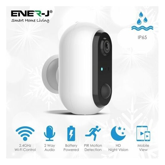 ENER-J Smart Wireless 1080P Battery Camera with Rechargeable batteries, IP65