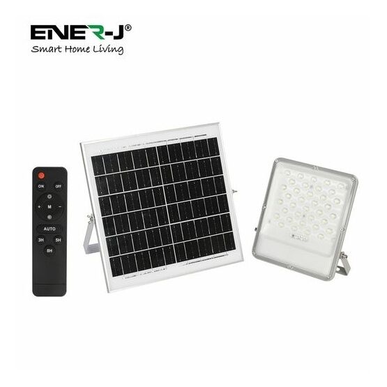 ENER-J 100W LED Floodlights with Solar Panels, 18W Solar Panel, 15AH Battery, 1700 lumens