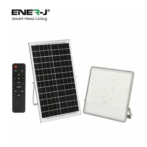 ENER-J 300W LED Floodlights with Solar Panels, 35.5W Solar Panel, 30AH Battery, 3000 lumens